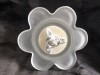 Rose design tea light in floral frosted glass candle holder- Bulk Pack 4 Holders