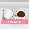 Personalised Spots Dog Pet Bowl Mat ~ Pink or Blue