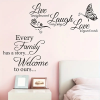 'Every Family ... & Live Laugh Love' 2 Pce Wall Decoration Decal Sticker Set