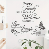 'Every Family ... & Live Laugh Love' 2 Pce Wall Decoration Decal Sticker Set