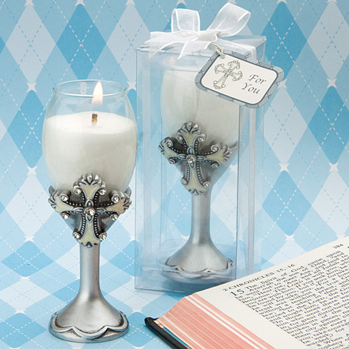 Cross design champagne flute candle