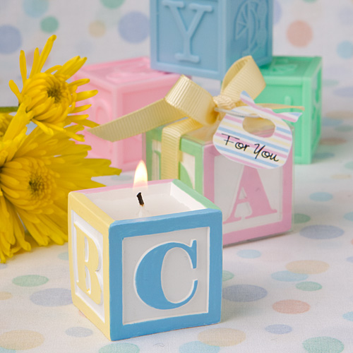 Adorable baby block design scented candle