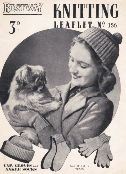 Vintage Bestway Knitting Pattern 156 - Cap, Gloves & Ankle Socks
