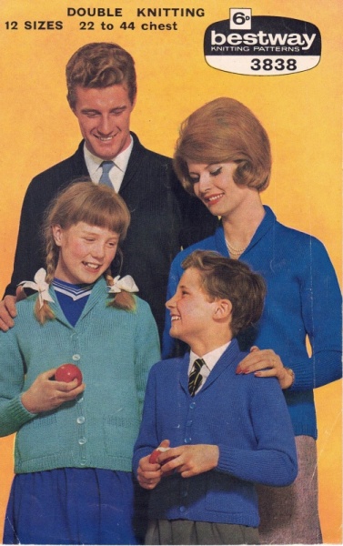 Vintage Bestway Knitting Pattern 3838 - Family Jackets