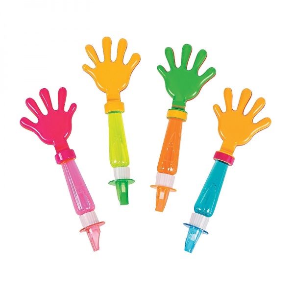 Pk 12 Hand Clapper Whistle Bubble Wands - Party Bag Fillers