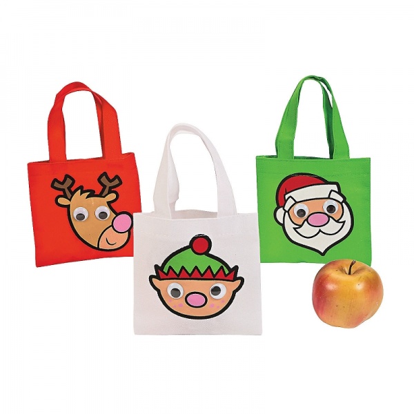 Set of 3 Christmas Google Eye Mini Tote Gift Bags