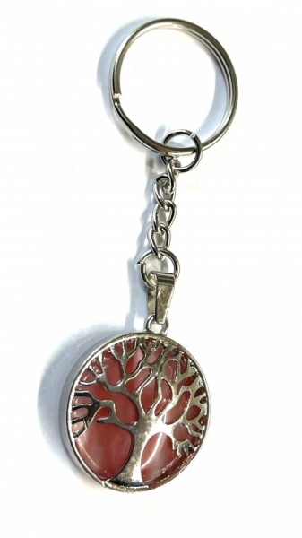 Tree of Life Key Ring with Sea Glass Gemstone Charm Pendant