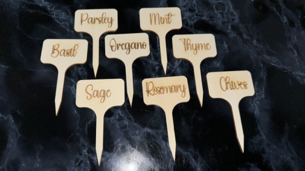 Wooden Herb Plant Labels / Markers, Set 8