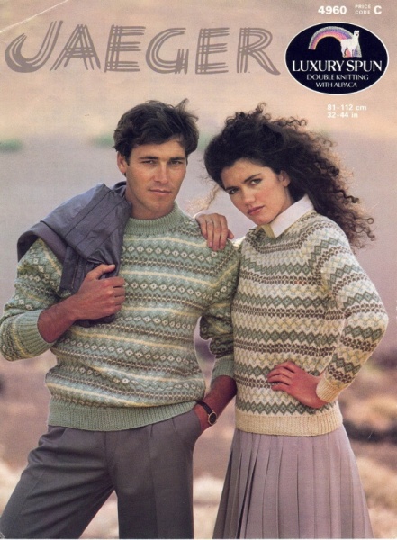 Vintage Jaeger Knitting Pattern No. 4960 - His & Hers Fair-Isle Sweaters