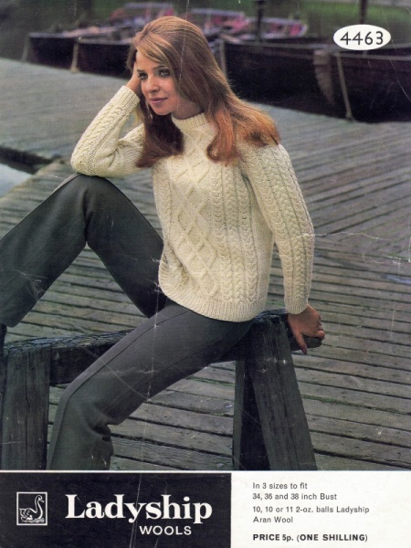 Vintage Ladyship Knitting Pattern 4463 - Lady's Aran Sweater