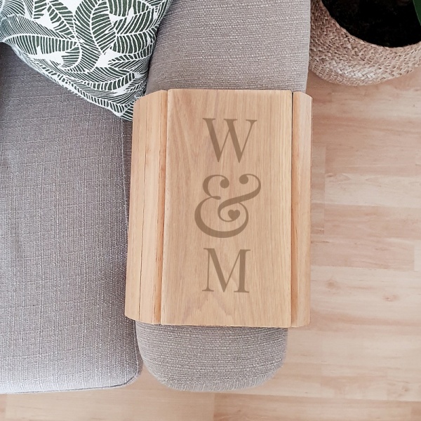 Personalised Wooden Sofa Tray - Initials
