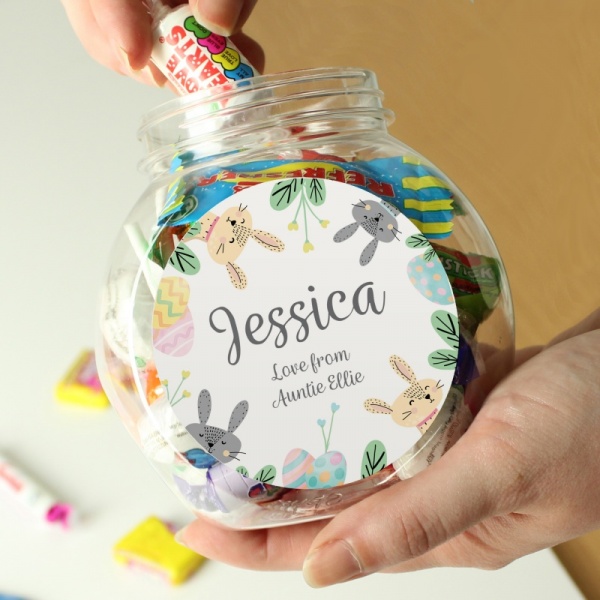 Personalised Easter Bunny Sweet Jar With Sweets