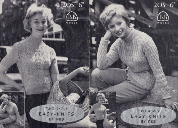 Vintage Patons Knitting Pattern 205: Lady's Chunky Raglan Sweater