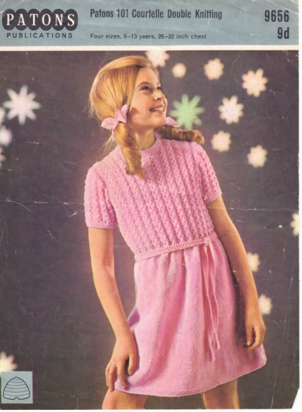 Vintage Patons Knitting Pattern 9656: Girl's Party Dress