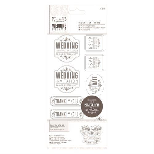 Papermania Wedding Invitation Mixed Die-Cut Sentiments ~ Silver
