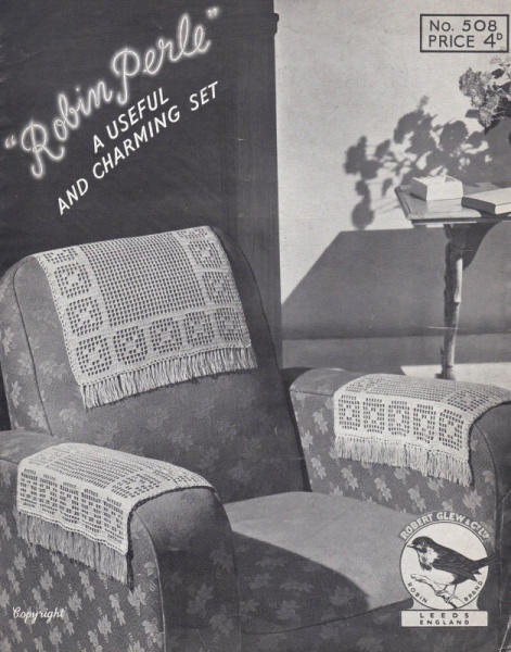 Vintage Robert Clew Crochet Pattern 508: Chair, Settee & Arm-Rest Covers
