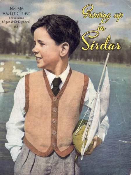 Vintage Sirdar Knitting Pattern No 516: Boys Waistcoat - Ages 8- 2