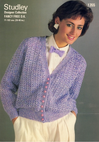 Vintage Studley Knitting Pattern No 1355: Lady's Cardigan