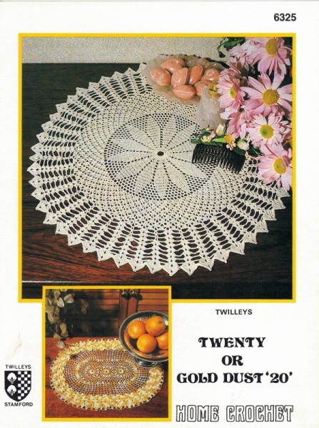 Vintage Twilleys Crochet Pattern 6325: Crochet Centre & Oval Mat