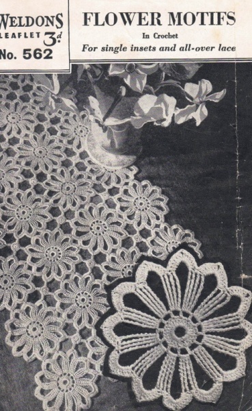 Vintage Weldons Crochet Pattern 562: Crochet Flower Motifs