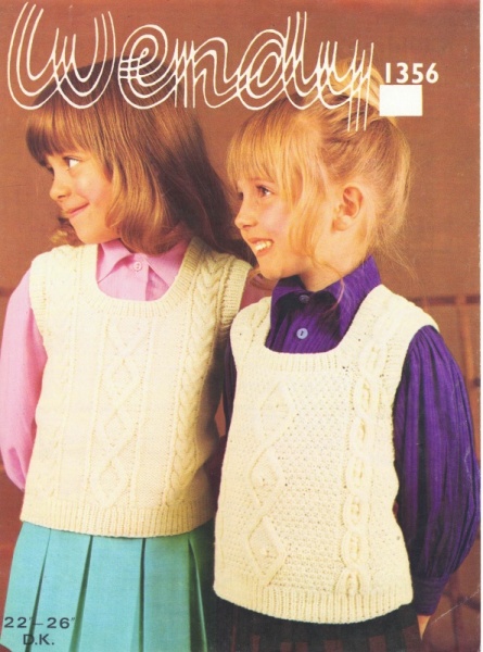 Vintage Wendy Knitting Pattern 1356: Children's Tank Tops