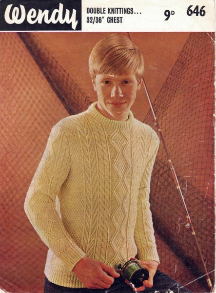Vintage Wendy Knitting Pattern 646: Boys Aran Sweater