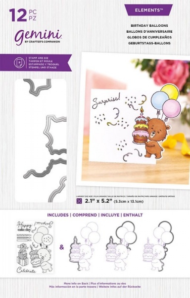 Gemini Character-Over-The-Edge Stamp & Die - Birthday Balloons