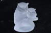 Vintage Frosted Glass Owl Ornament - Adult with Owlet