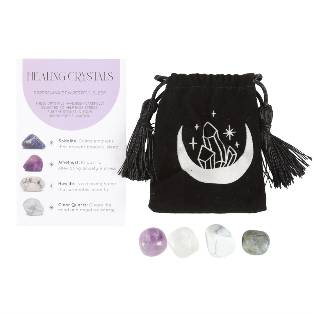 Stress - Anxiety - Restful Sleep - Healing Crystal Set with Moon Trinket Dish