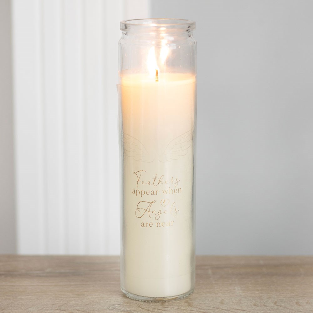 'Feathers Appear when Angels are Near' Vanilla Scented Memorial Candle