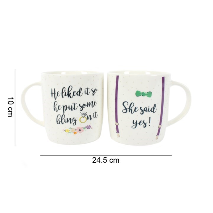 She Said Yes Mugs Couples Mugs Set