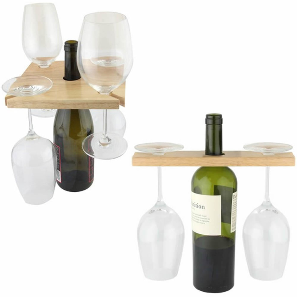 2 Glass Wine Bottle Holder Display Rack