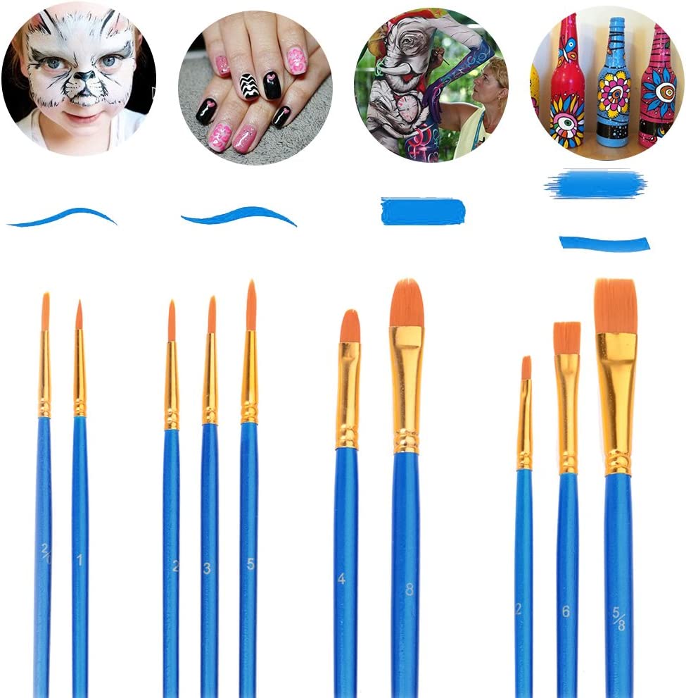 10 Piece Artist Paint Brush Set