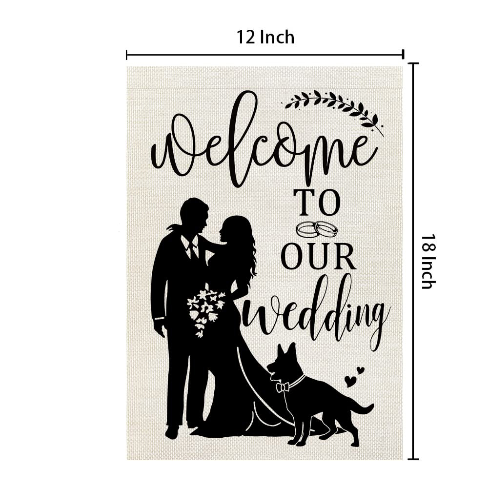 Welcome to Our Wedding Garden Flag / Banner