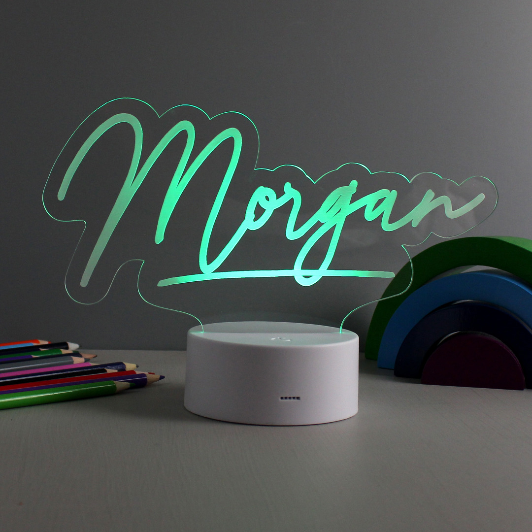 Personalised Free Text LED Colour Changing Desk / Night Light