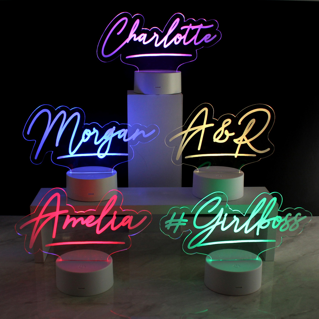 Personalised Free Text LED Colour Changing Desk / Night Light