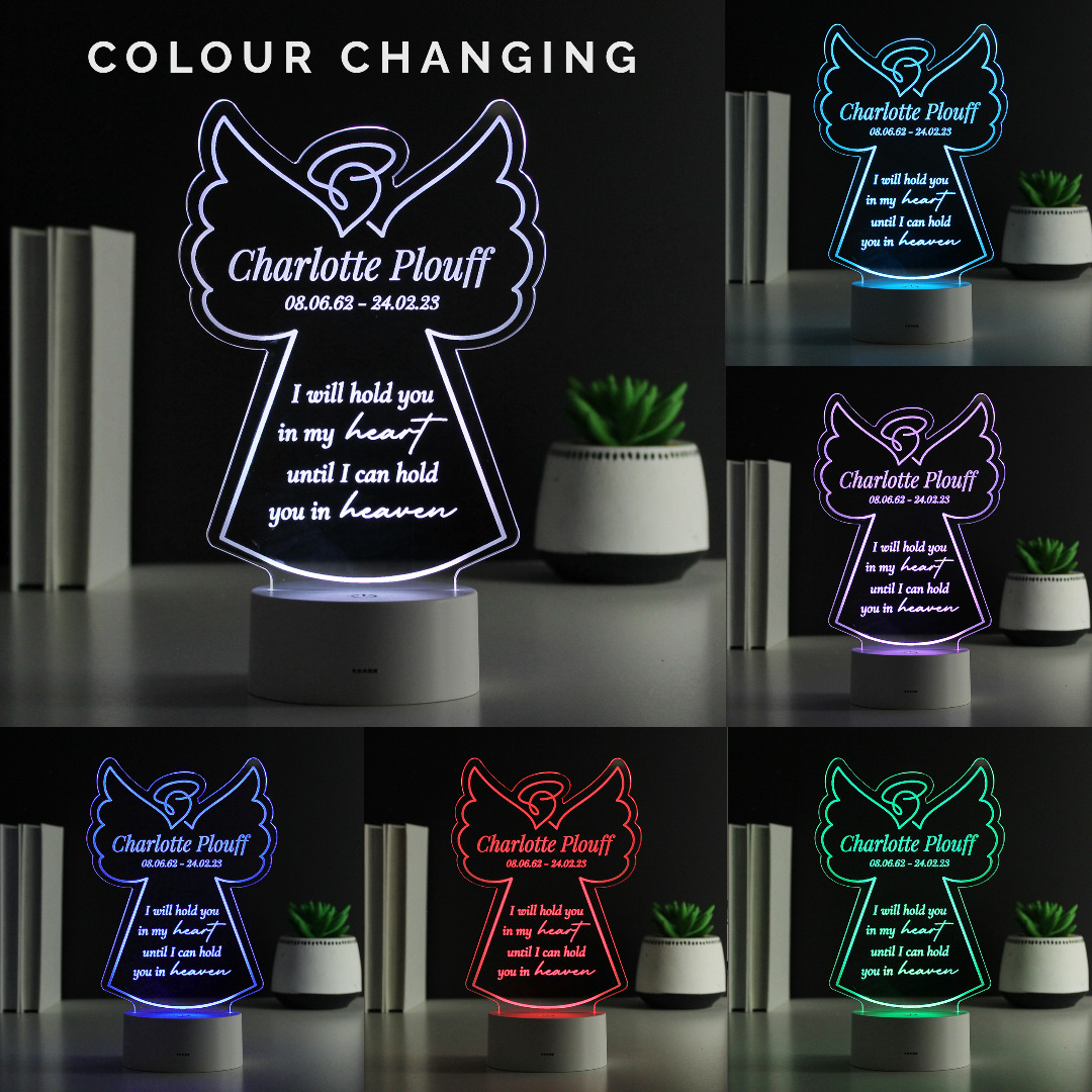 Personalised Angel Memorial Verse Colour Changing LED Light