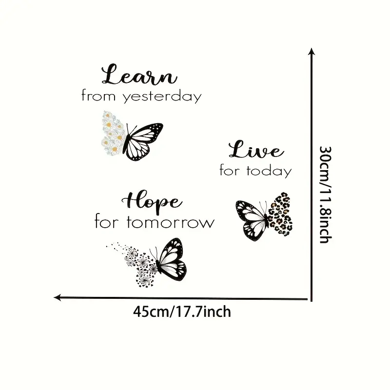 Learn, Live, Hope Inspirational Butterfly Wall Sticker Decal