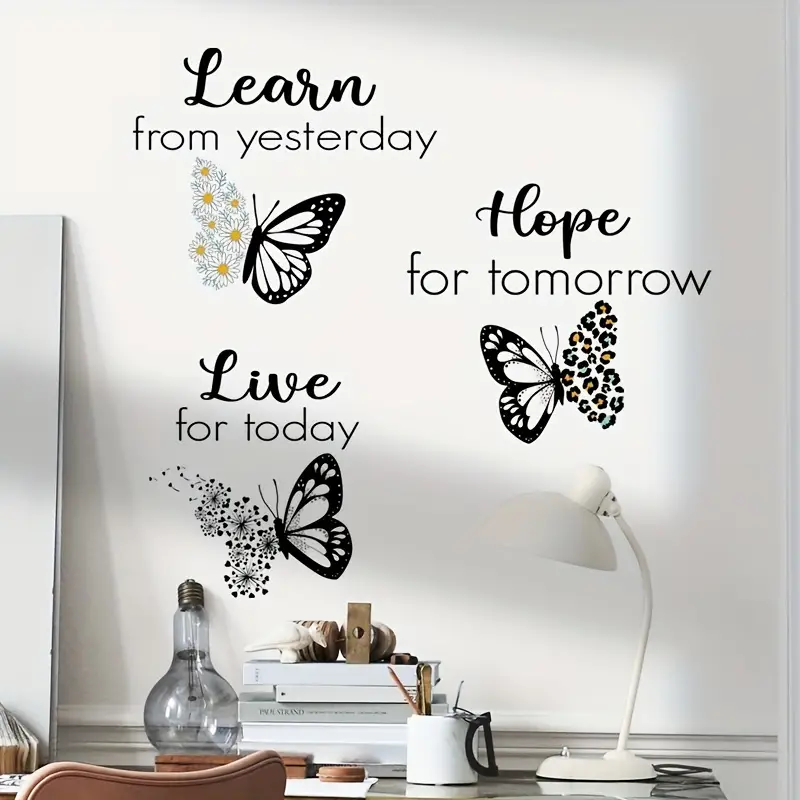 Learn, Live, Hope Inspirational Butterfly Wall Sticker Decal