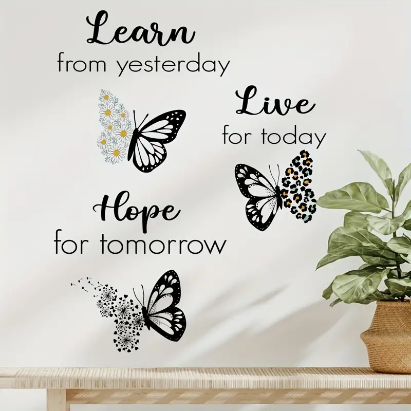 Learn, Live, Hope Inspirational Butterfly Wall Sticker Decal