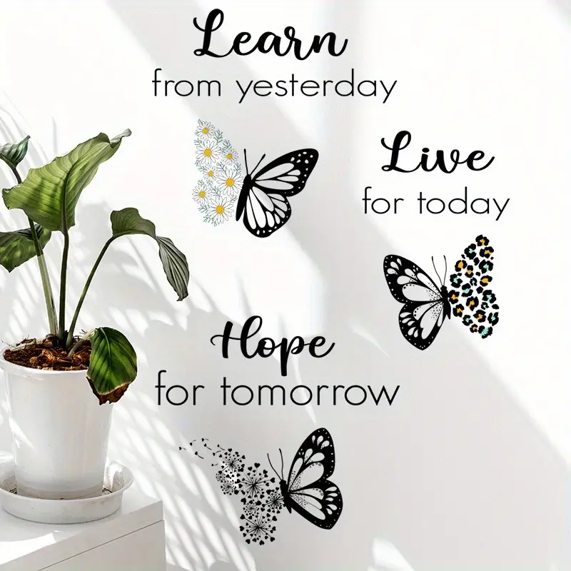 Learn, Live, Hope Inspirational Butterfly Wall Sticker Decal