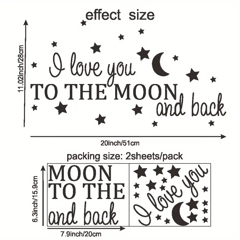 'I Love You To The Moon And Back' Vinyl Wall Decal Sticker