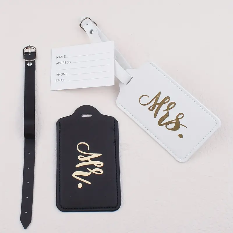 Mr & Mrs Faux Leather Luggage Tags