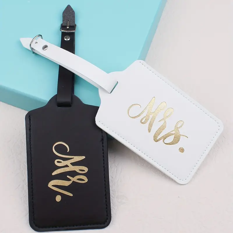 Mr & Mrs Faux Leather Luggage Tags