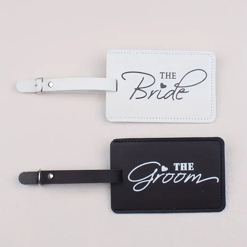 'Bride & Groom' Faux Leather Luggage Tags