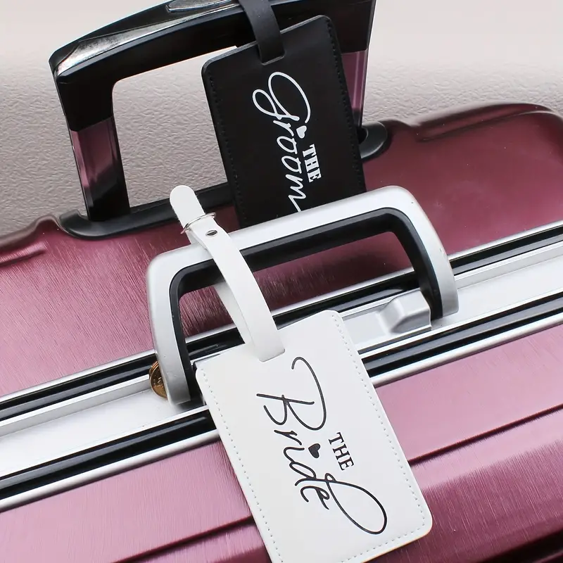 'Bride & Groom' Faux Leather Luggage Tags