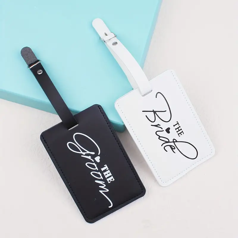 'Bride & Groom' Faux Leather Luggage Tags