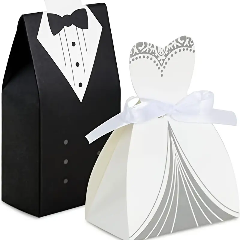 Bride & Groom Wedding Favor Boxes - Pack 50