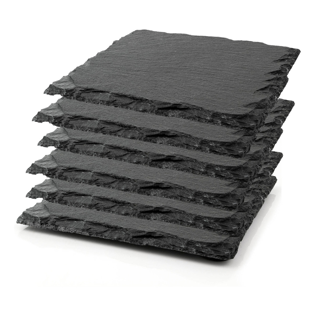 Slate Coaster Set with Bamboo Holder