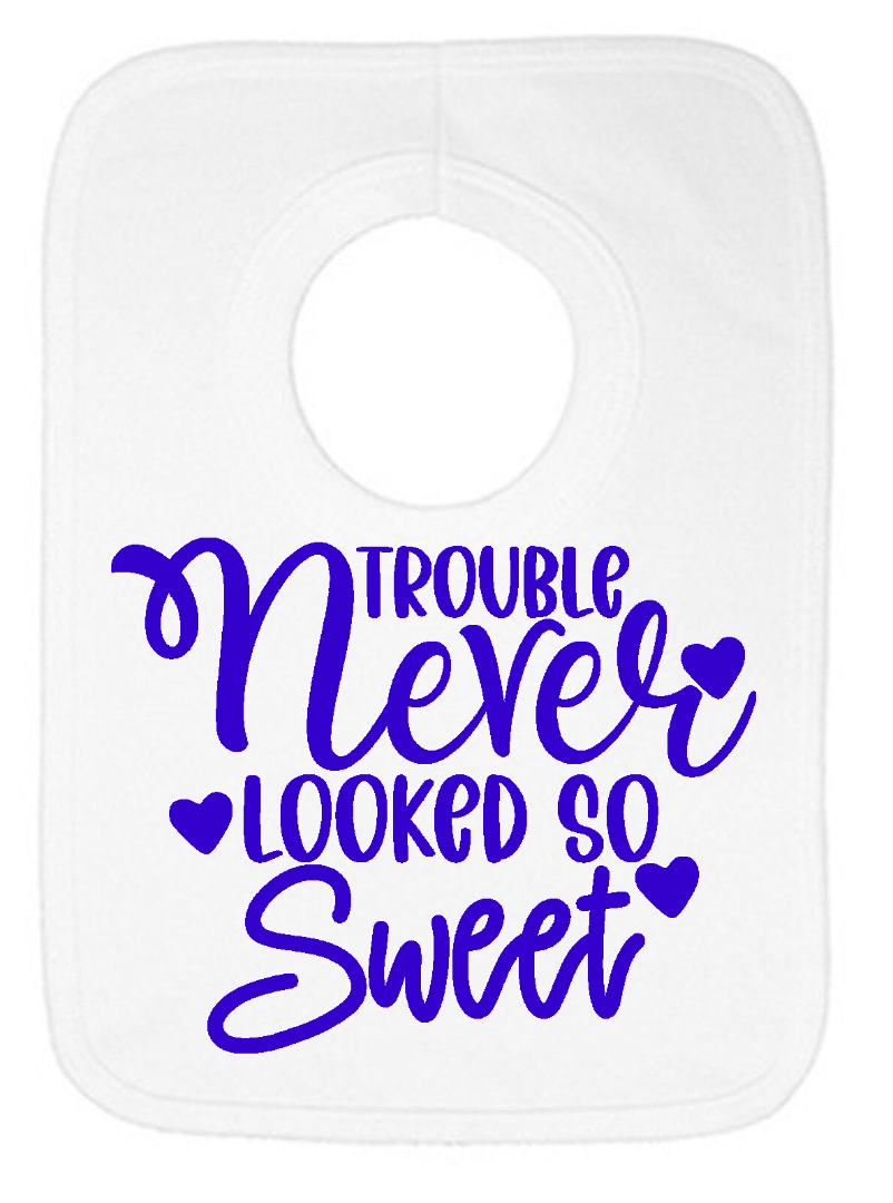 Cute Hand Printed White Cotton Pull-over Bib, Newborn